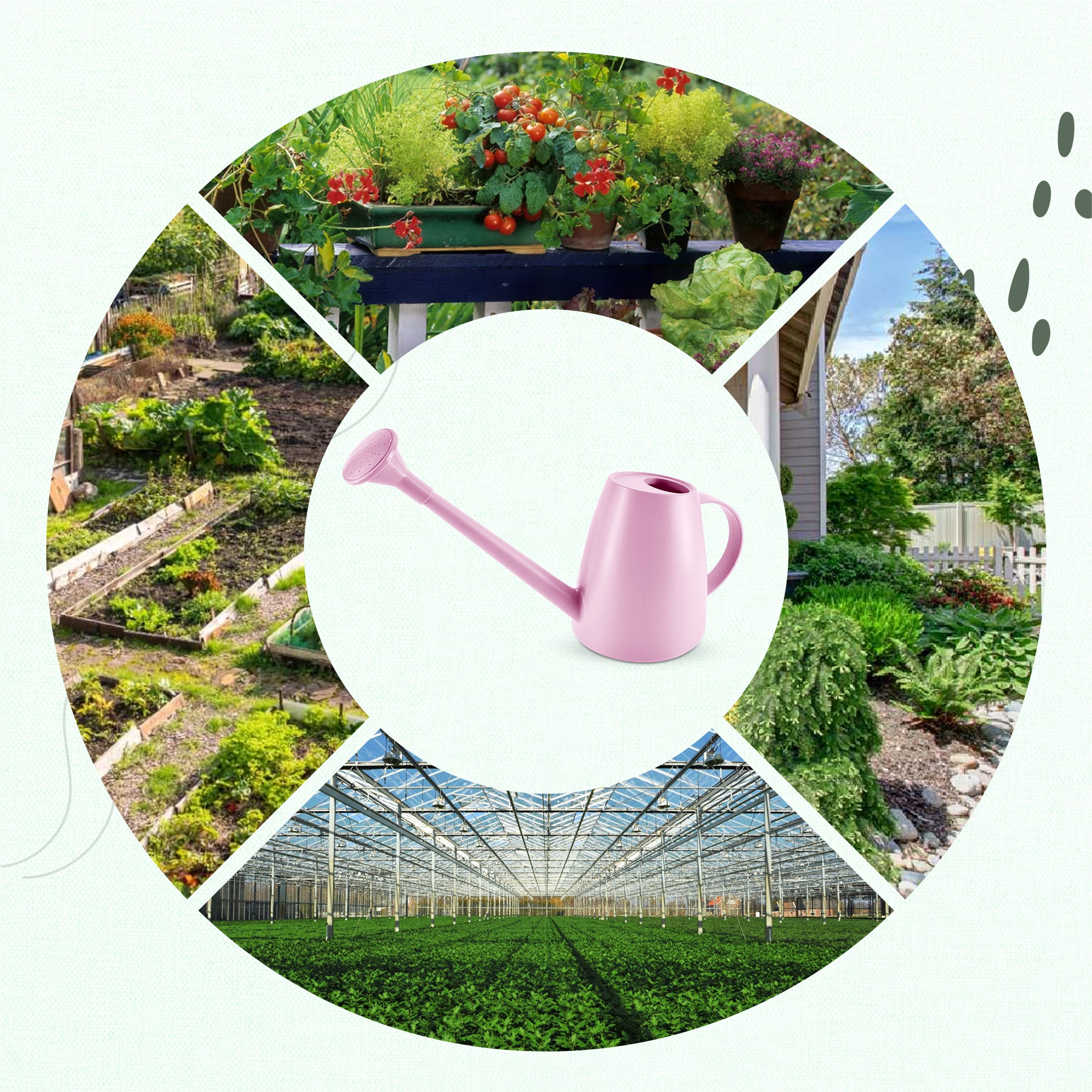 Keplin - 1.8L Plastic Watering Can with Plastic Sprinkler Rose - Durable Garden Watering Jug for Plants & Flowers - Easy Pour Outdoor & Indoor Watering Can