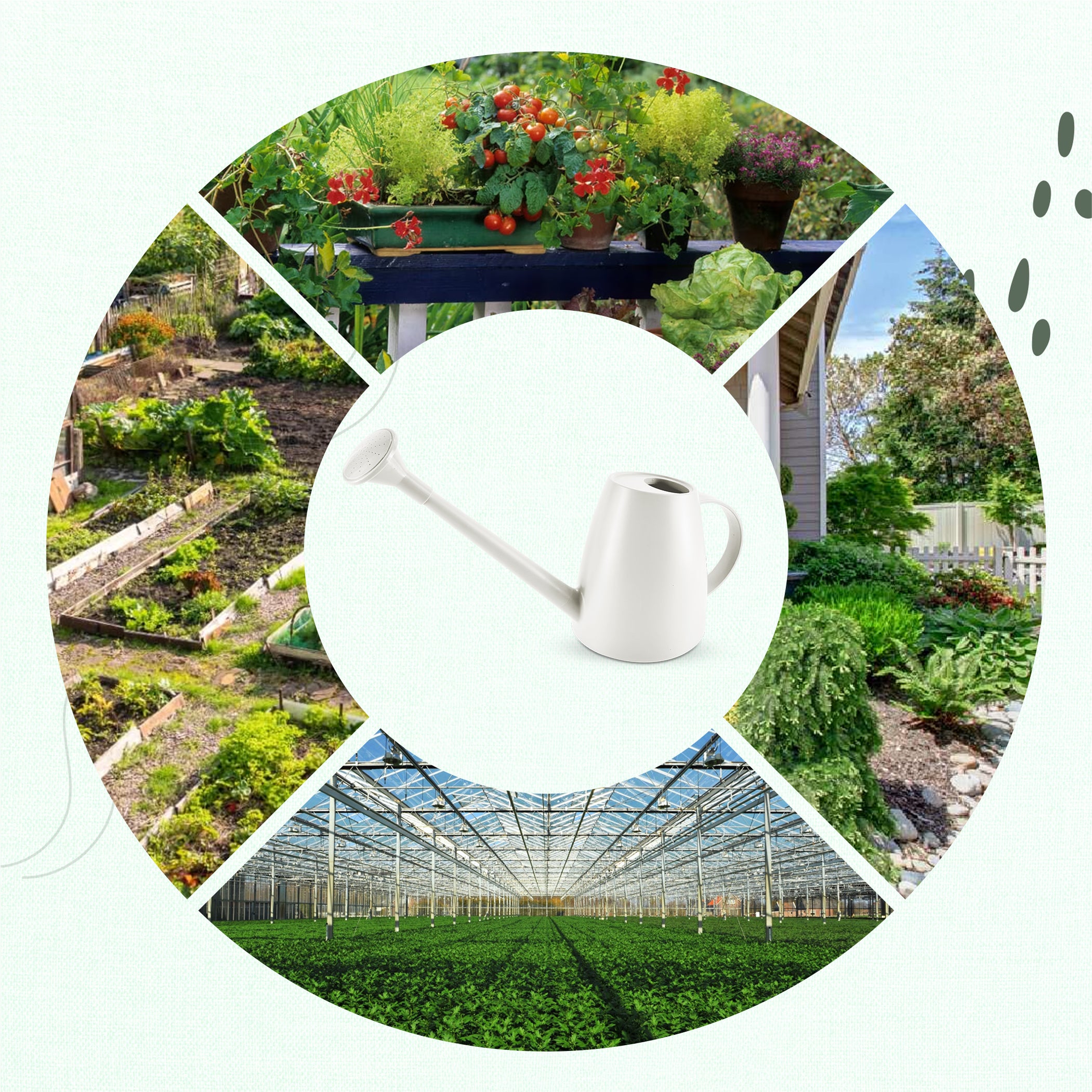 Keplin - 1.8L Plastic Watering Can with Plastic Sprinkler Rose - Durable Garden Watering Jug for Plants & Flowers - Easy Pour Outdoor & Indoor Watering Can