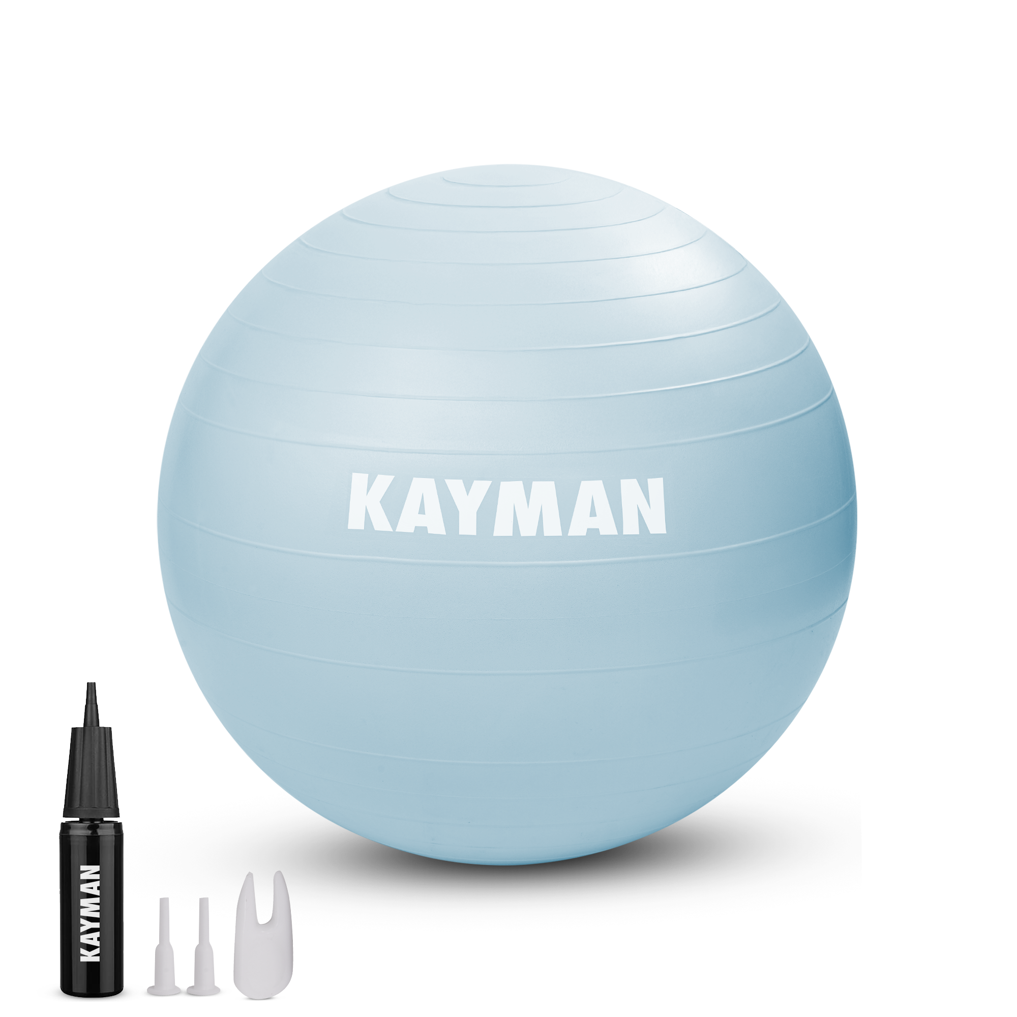 KAYMAN Exercise Ball - Anti-Burst System, Non-Slip Rings, Durable Material, Easy to Inflate, Ideal for Yoga, Pilates, Fitness, Balance Training, Gym, and Home Workouts