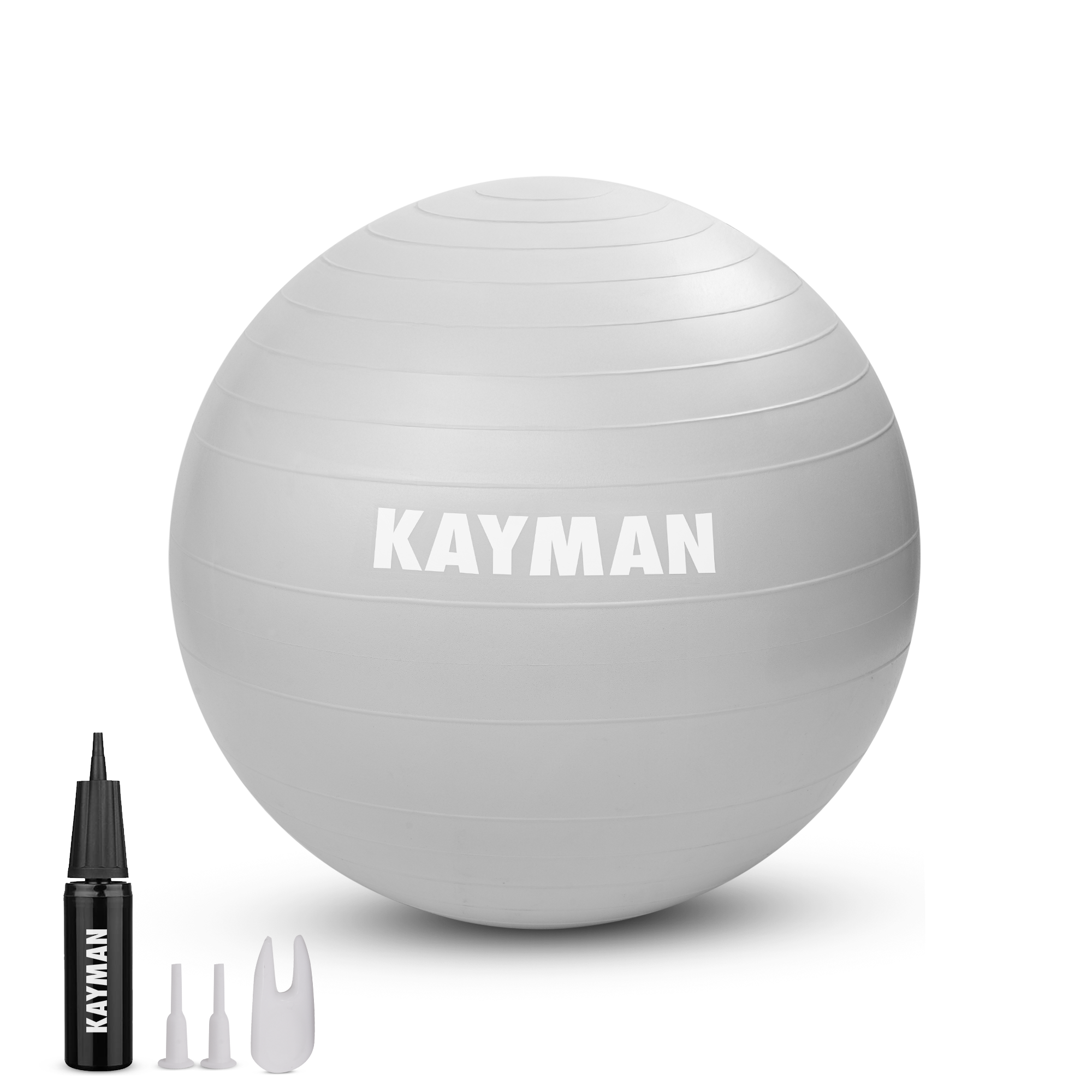 KAYMAN Exercise Ball - Anti-Burst System, Non-Slip Rings, Durable Material, Easy to Inflate, Ideal for Yoga, Pilates, Fitness, Balance Training, Gym, and Home Workouts