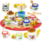 Disney Wooden Tea Set for Kids – 12 Piece Pretend Play Toy