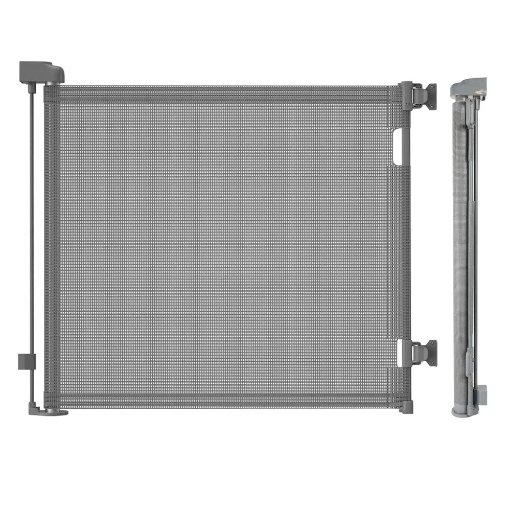 Kidoola Retractable Baby Gate, Mesh Stair & Doorway Safety Gate for Toddlers and Pets, 86cm Tall Extends to 140cm Wide, Space Saving Child Safety Barrier, One Handed Operation for Hallways/Indoor Use