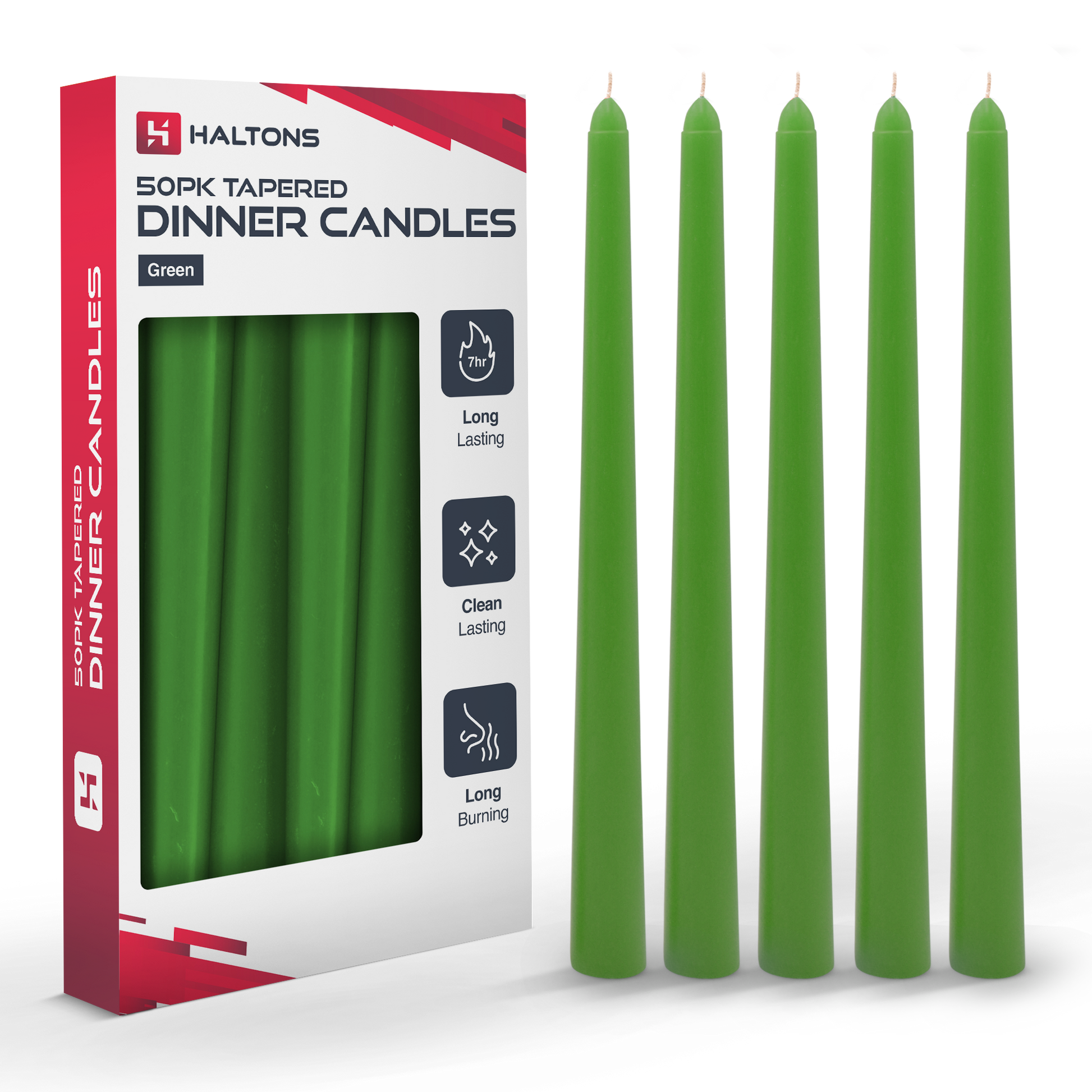 Haltons Tapered Dinner Candles - 50pk - 7-Hour Burn Time Dinner Candles, Unscented, Non-Drip & Smoke Free – image 10