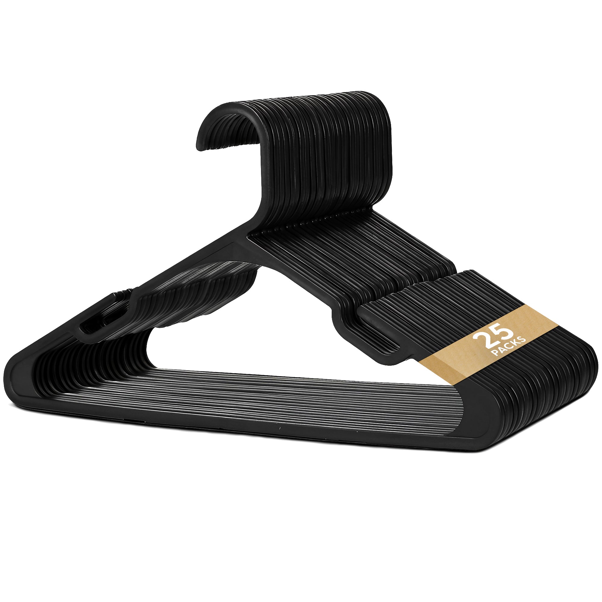 25 Pack Plastic Clothes Hangers – Slim Durable Coat Hangers with Shoulder Grooves, Space Saving Closet Organiser for Shirts, T-Shirts, Blouses & Everyday Clothing - 37cm wide