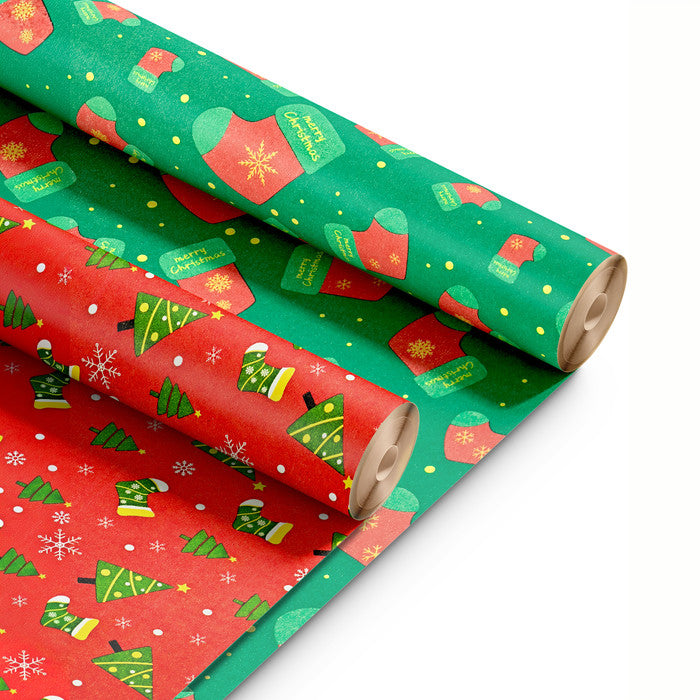 Kraft & Co Christmas Wrapping Paper Roll, 2 Pack