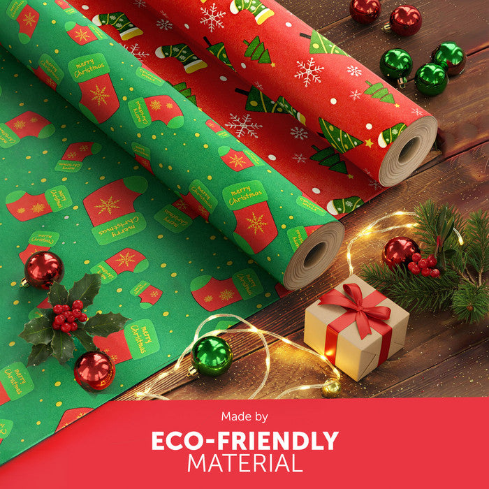 Kraft & Co Christmas Wrapping Paper Roll, 2 Pack