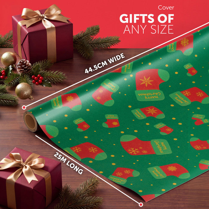 Kraft & Co Christmas Wrapping Paper Roll, 2 Pack