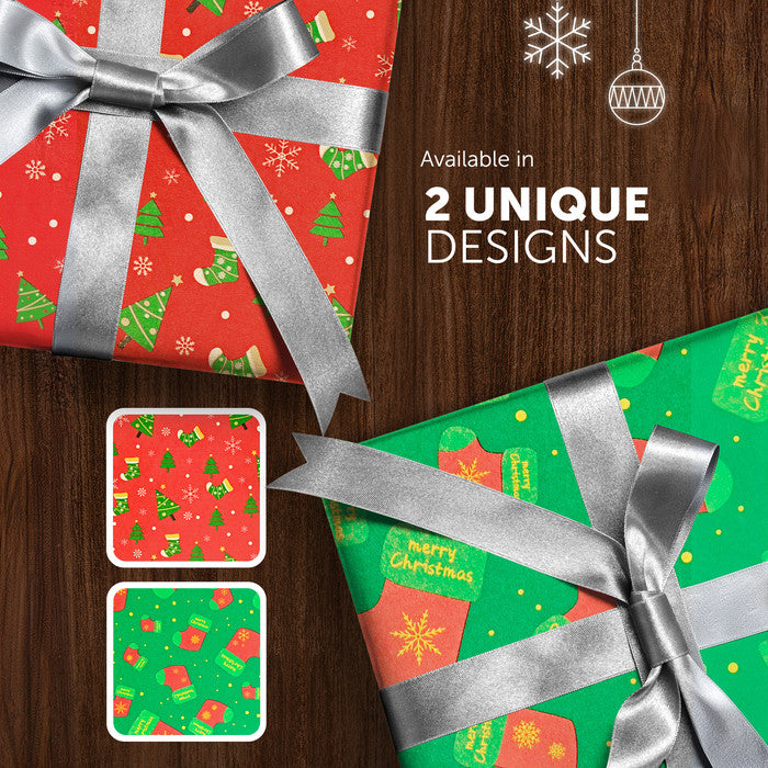 Kraft & Co Christmas Wrapping Paper Roll, 2 Pack