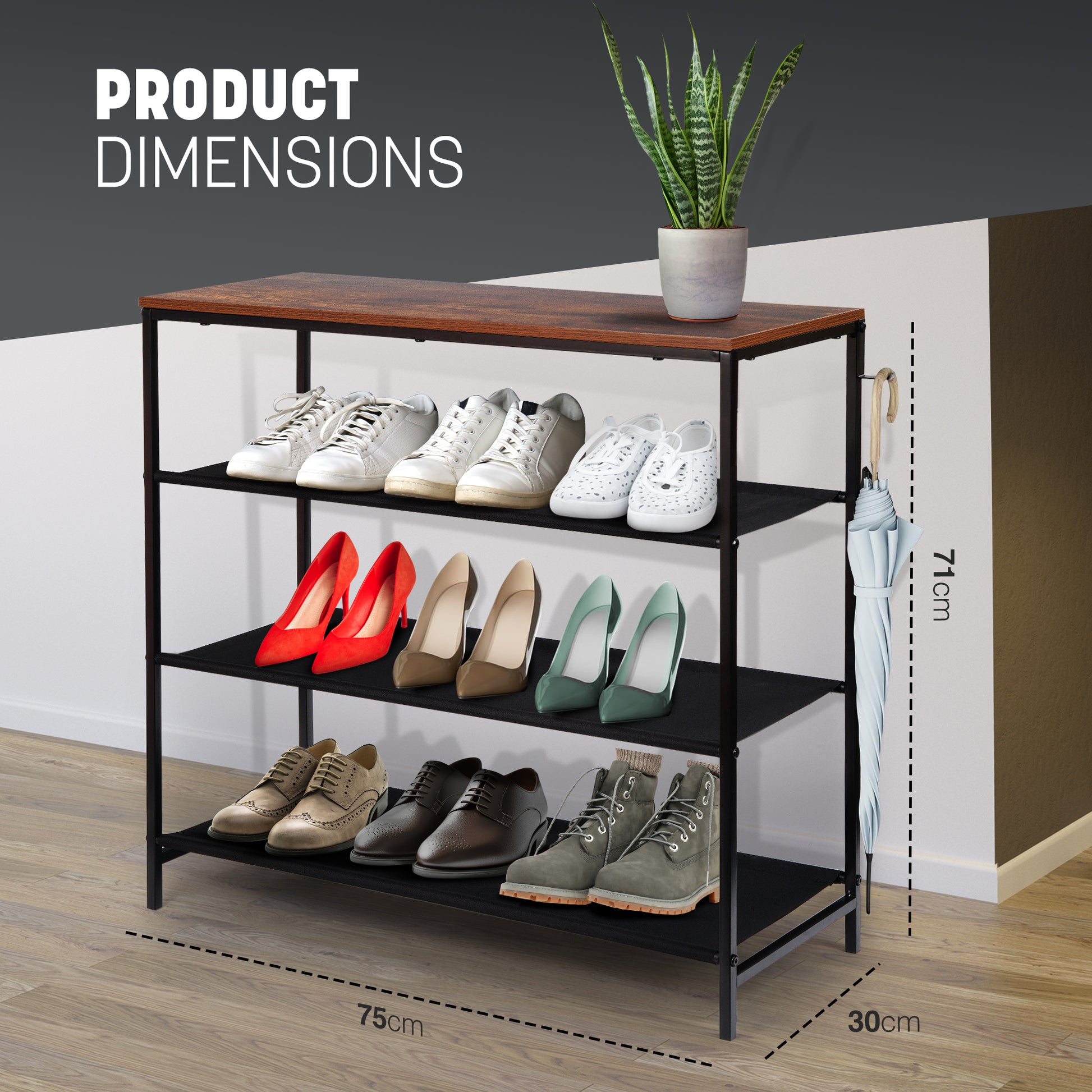 4-Tier Shoe Rack with Shelf – image 10