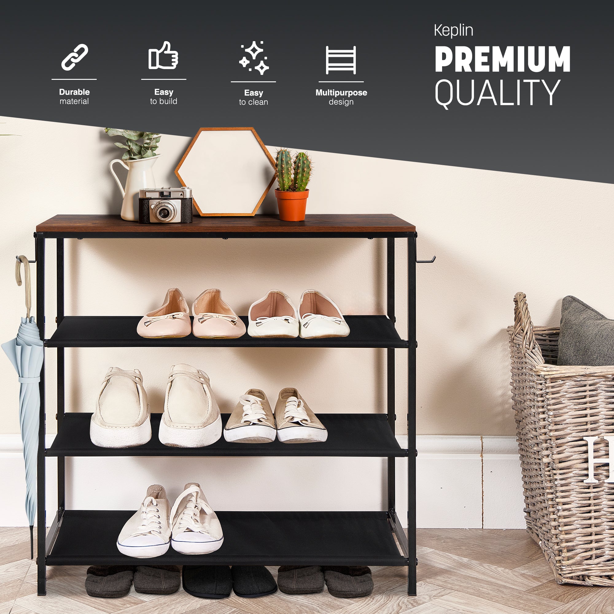 4-Tier Shoe Rack with Shelf – image 11