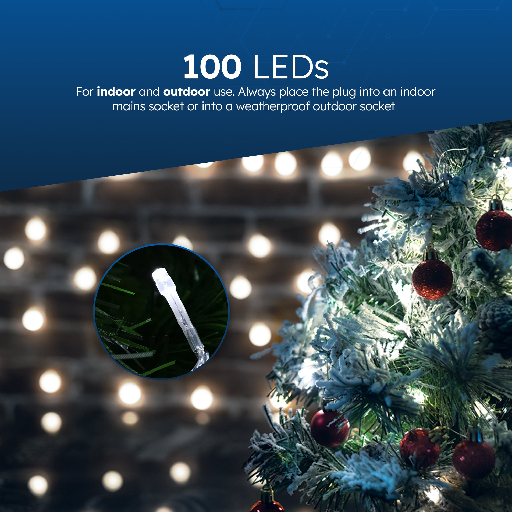 Desiretech Christmas Tree Lights -  Outdoor Waterproof LED Plug-in String Lights, Remote Control, 8 Modes, Timer, Dimmable Cool/Warm White Lights for Indoor & Outdoor Christmas Decorations