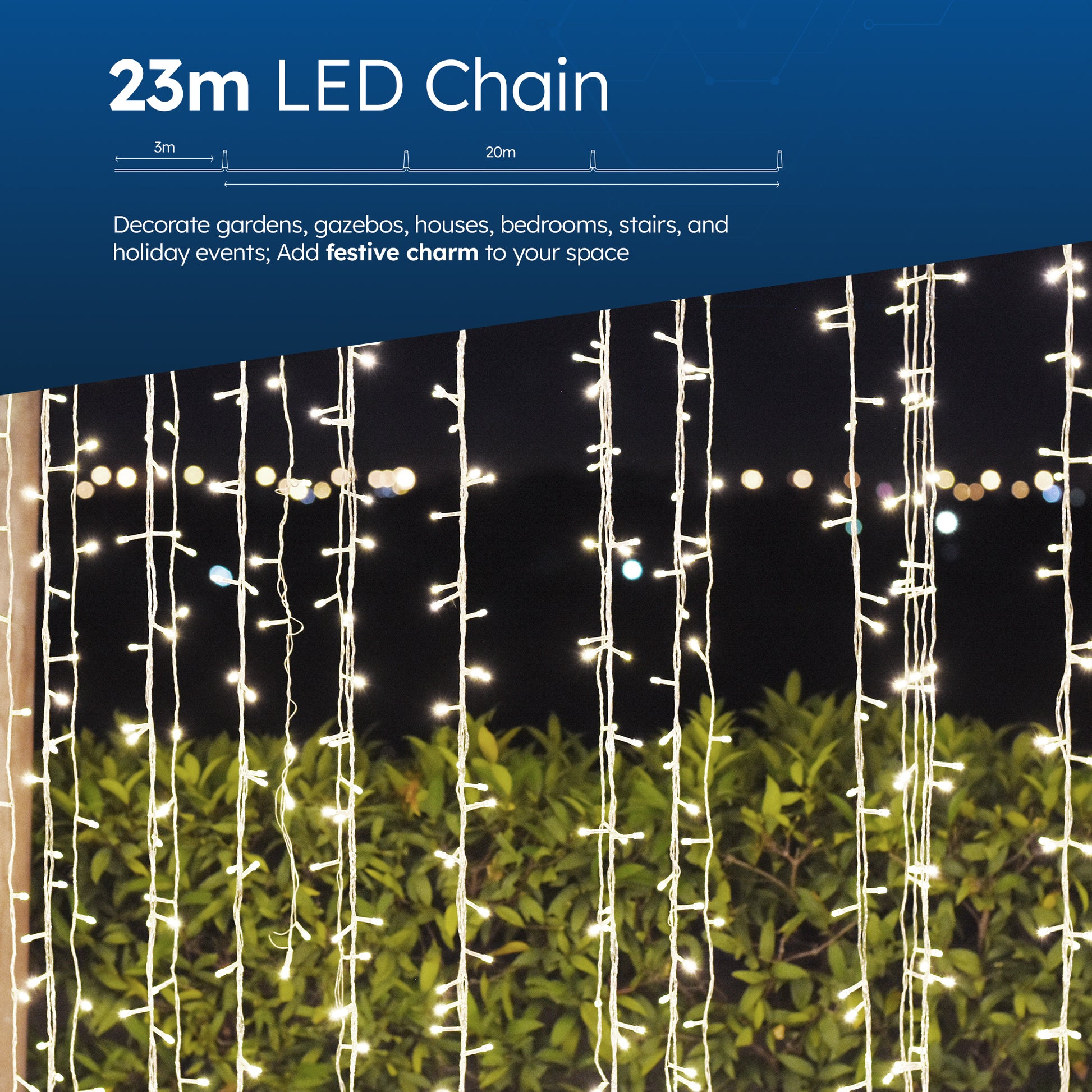 Desiretech Outdoor & Garden Lights, LED Outdoor Waterproof Plug-in String Lights, Remote Control, 8 Modes, Timer, Dimmable Cool/Warm Lights – image 10