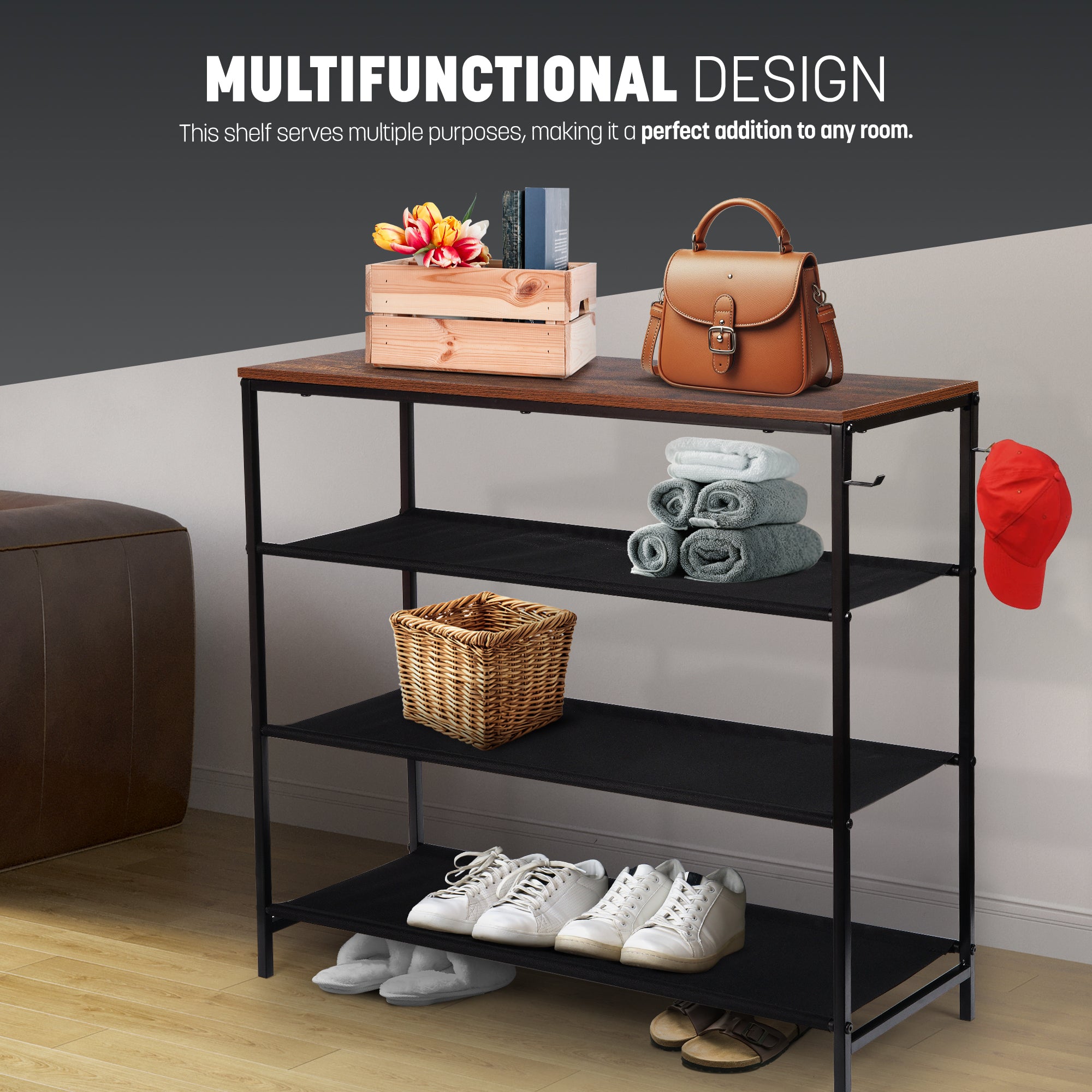 4-Tier Shoe Rack with Shelf – image 12