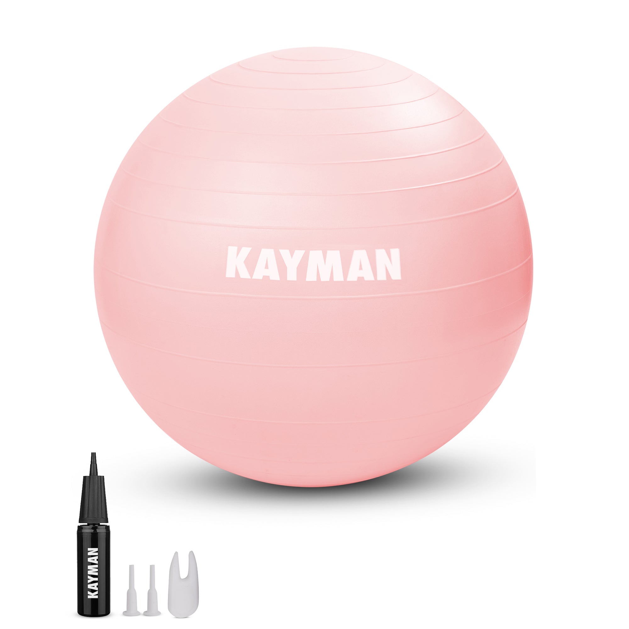 KAYMAN Exercise Ball - Anti-Burst System, Non-Slip Rings, Durable Material, Easy to Inflate, Ideal for Yoga, Pilates, Fitness, Balance Training, Gym, and Home Workouts