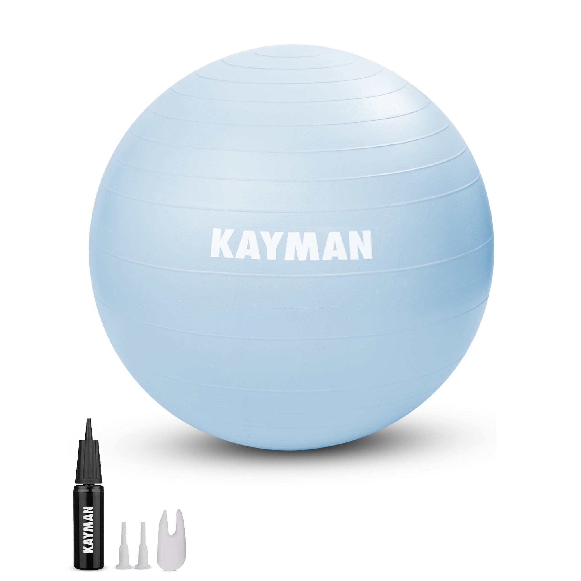 KAYMAN Exercise Ball - Anti-Burst System, Non-Slip Rings, Durable Material, Easy to Inflate, Ideal for Yoga, Pilates, Fitness, Balance Training, Gym, and Home Workouts