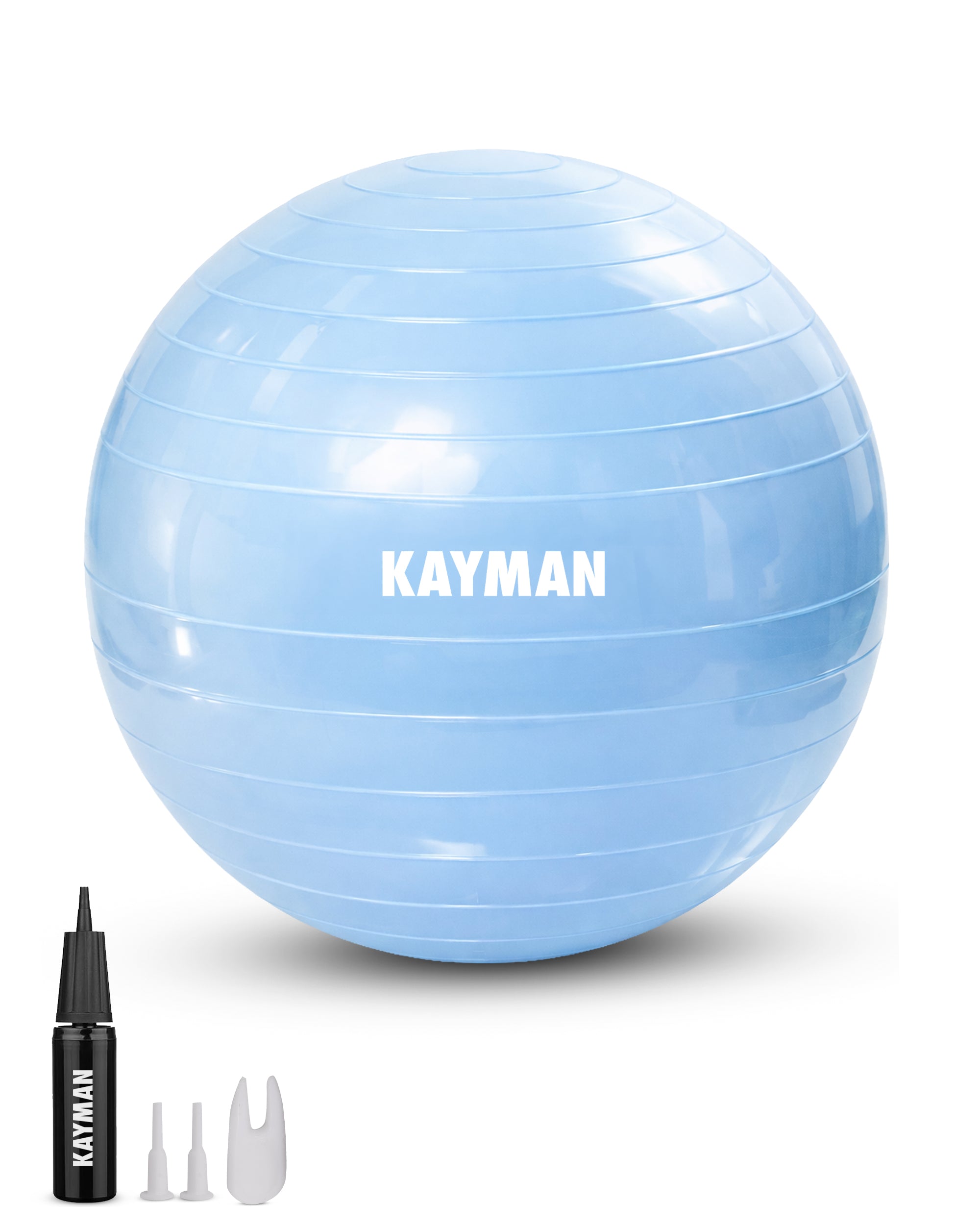 KAYMAN Exercise Ball - Anti-Burst System, Non-Slip Rings, Durable Material, Easy to Inflate, Ideal for Yoga, Pilates, Fitness, Balance Training, Gym, and Home Workouts