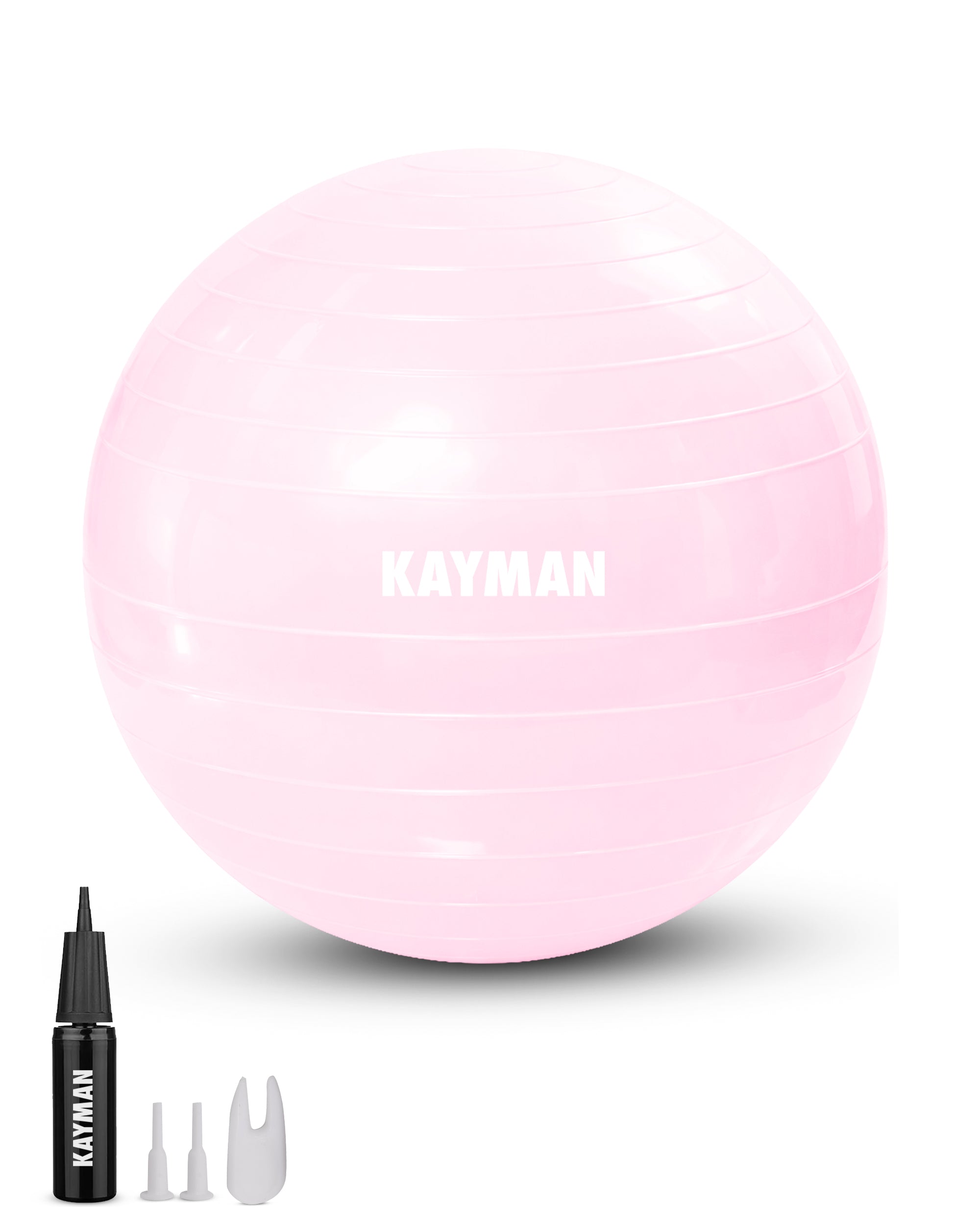 KAYMAN Exercise Ball - Anti-Burst System, Non-Slip Rings, Durable Material, Easy to Inflate, Ideal for Yoga, Pilates, Fitness, Balance Training, Gym, and Home Workouts