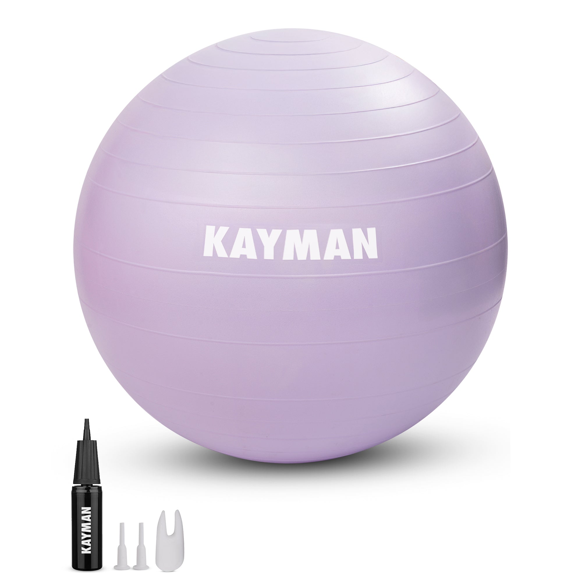 KAYMAN Exercise Ball - Anti-Burst System, Non-Slip Rings, Durable Material, Easy to Inflate, Ideal for Yoga, Pilates, Fitness, Balance Training, Gym, and Home Workouts