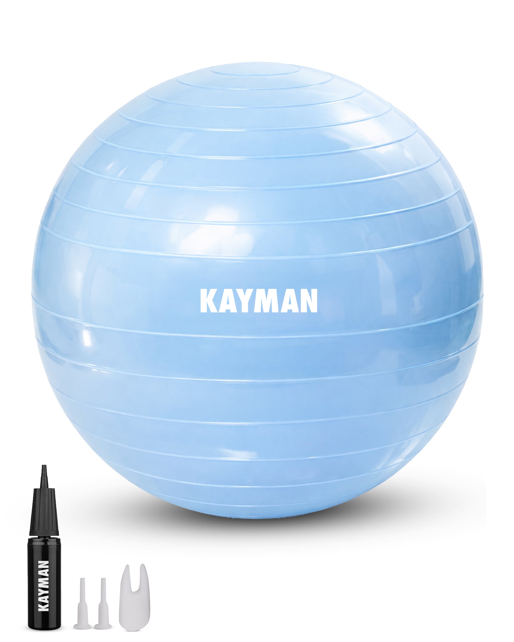 KAYMAN Exercise Ball - Anti-Burst System, Non-Slip Rings, Durable Material, Easy to Inflate, Ideal for Yoga, Pilates, Fitness, Balance Training, Gym, and Home Workouts