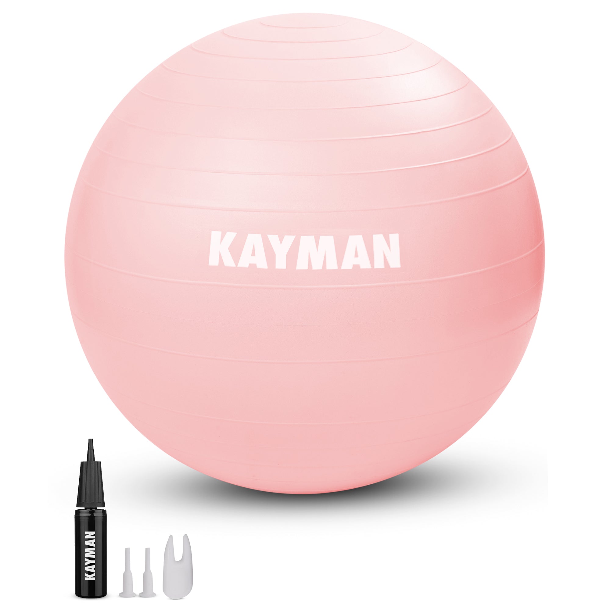 KAYMAN Exercise Ball - Anti-Burst System, Non-Slip Rings, Durable Material, Easy to Inflate, Ideal for Yoga, Pilates, Fitness, Balance Training, Gym, and Home Workouts