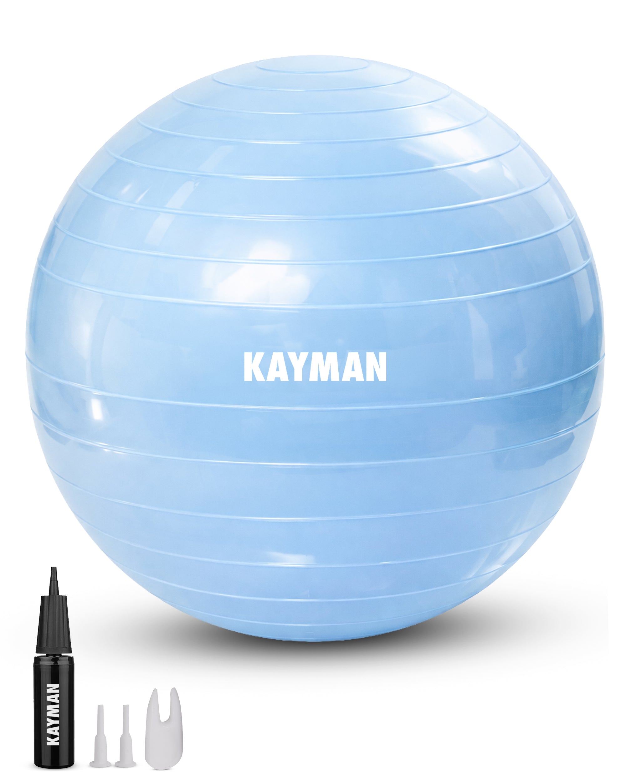 KAYMAN Exercise Ball - Anti-Burst System, Non-Slip Rings, Durable Material, Easy to Inflate, Ideal for Yoga, Pilates, Fitness, Balance Training, Gym, and Home Workouts