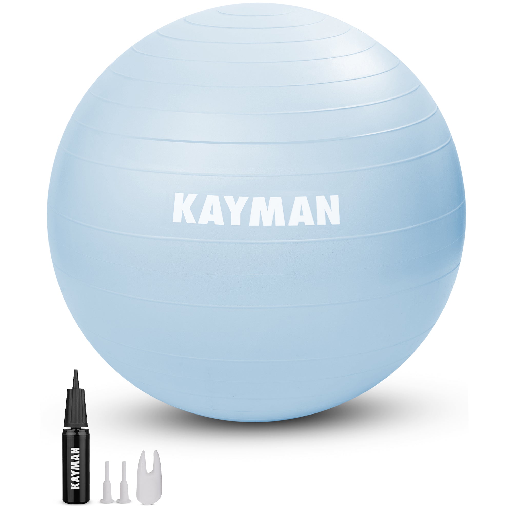 KAYMAN Exercise Ball - Anti-Burst System, Non-Slip Rings, Durable Material, Easy to Inflate, Ideal for Yoga, Pilates, Fitness, Balance Training, Gym, and Home Workouts
