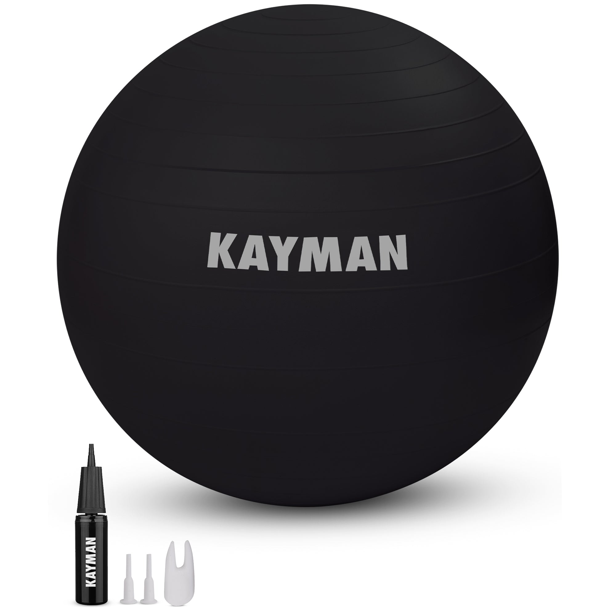 KAYMAN Exercise Ball - Anti-Burst System, Non-Slip Rings, Durable Material, Easy to Inflate, Ideal for Yoga, Pilates, Fitness, Balance Training, Gym, and Home Workouts