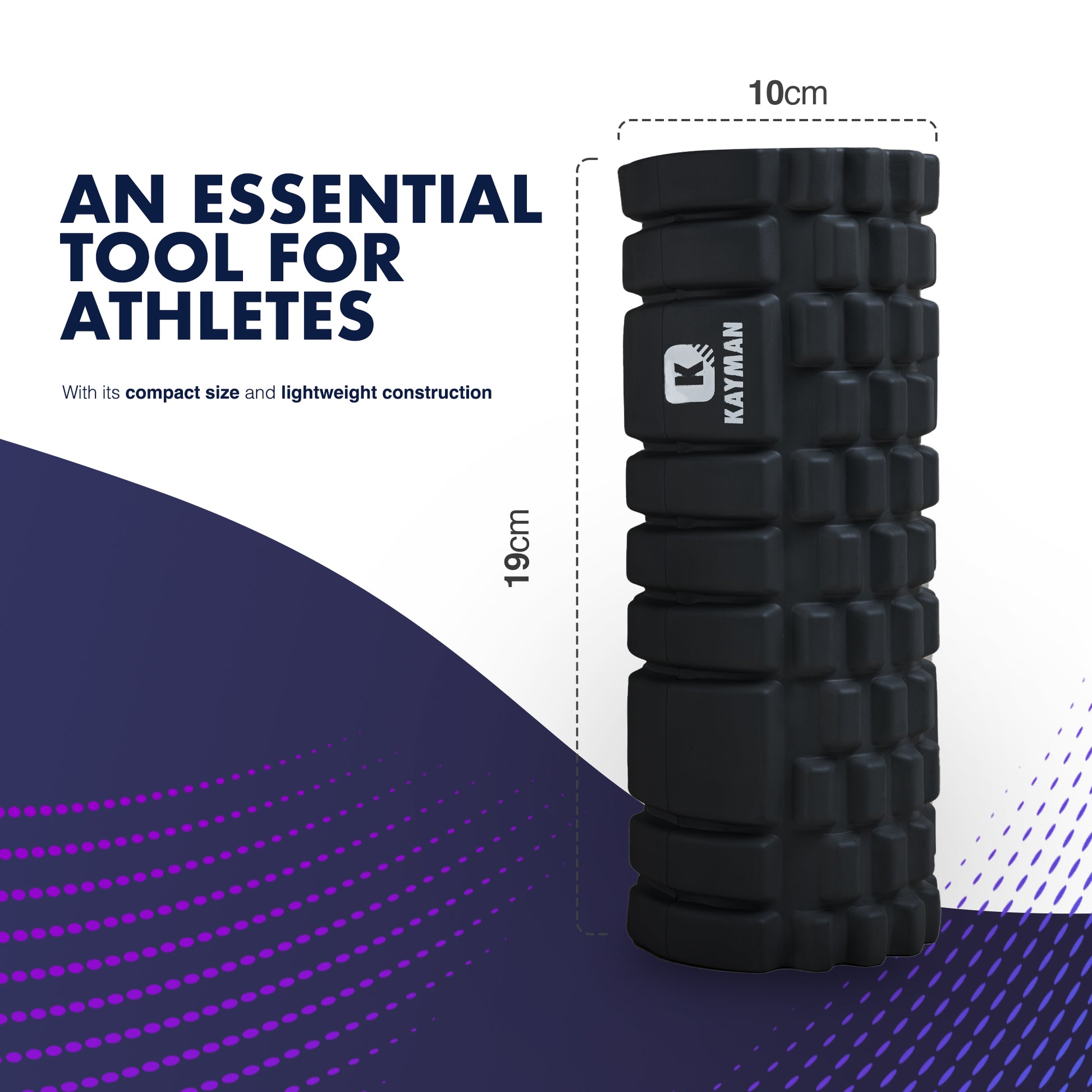 Kayman Massage Roller: High-Density Foam Deep Tissue Relief & Sports Recovery Tool for Back Pain, Balance, and Blood Flow Stimulation – image 2