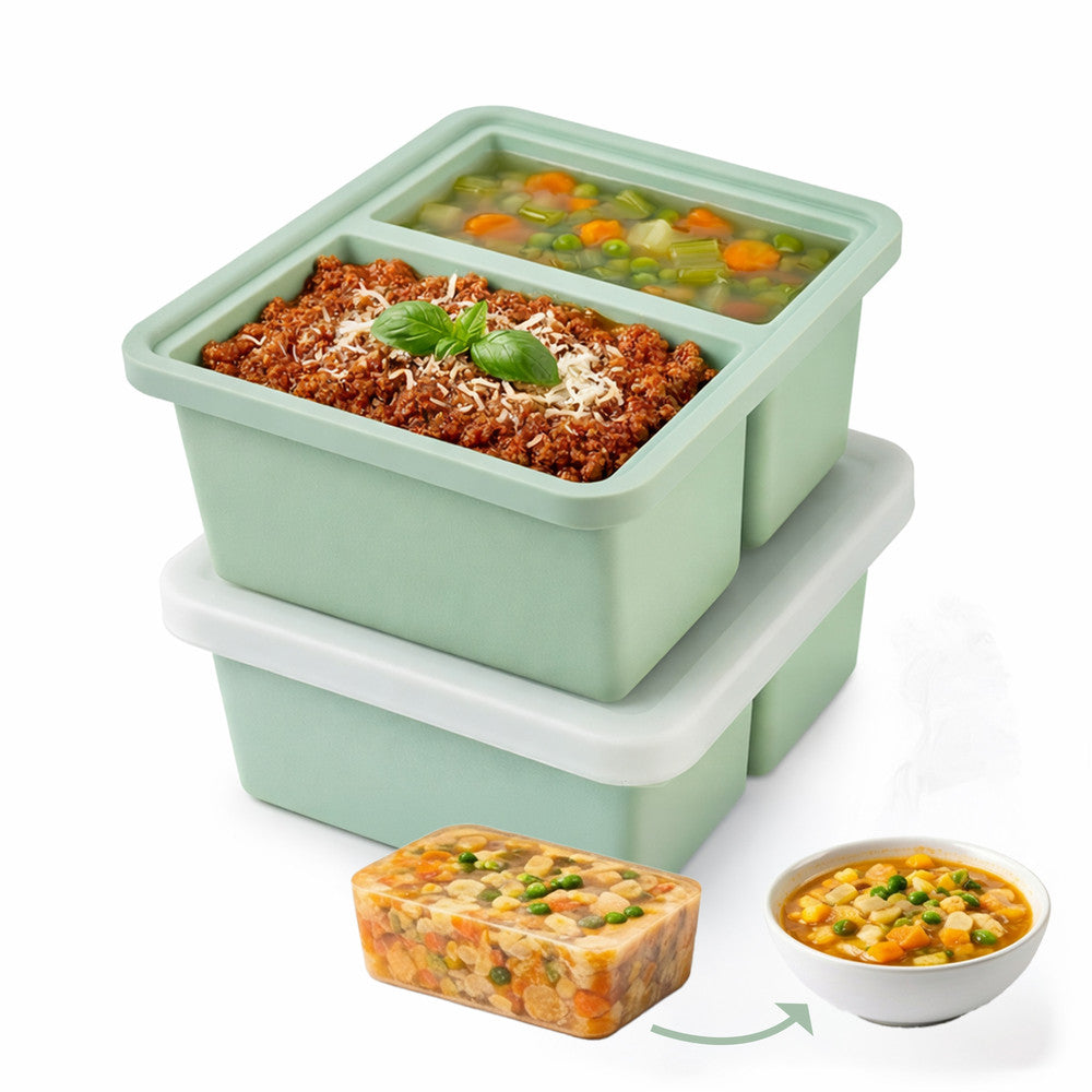 Silicone soup freezer tray for batch cooking and meal prep