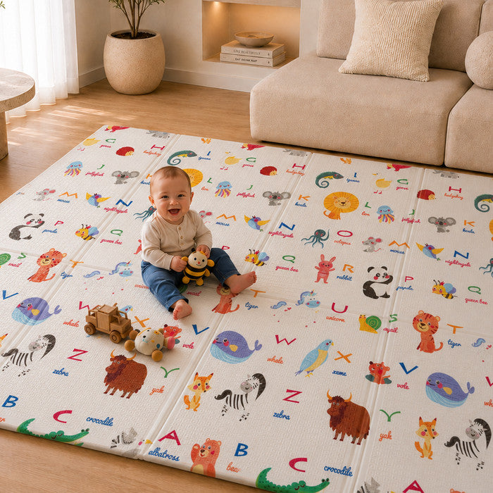 Large baby play mat style 2 – reversible foam mat with height measurement scale for babies and toddlers