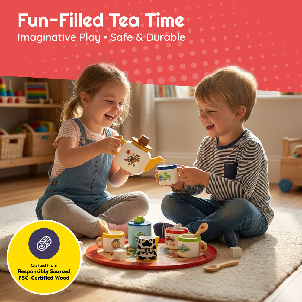 Disney Wooden Tea Set for Kids – 12 Piece Pretend Play Toy