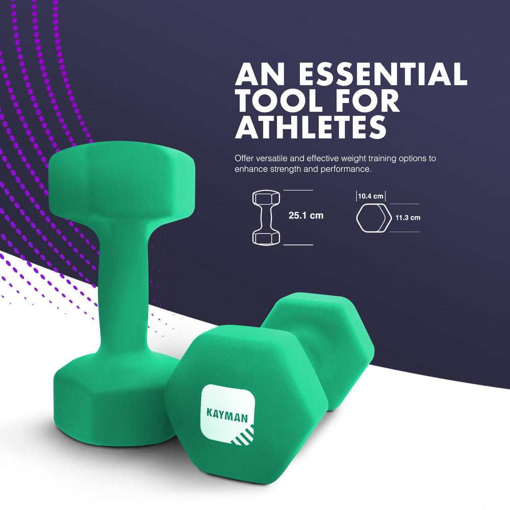 KAYMAN Neoprene Dumbbell Pair with Anti-Slip Grip, Hex Edges, Water-Resistant Surface & Workout Poster Guide - Weight Set for Home, Gym & Fitness Training Equipment (1kg 2kg 3kg 4kg 5kg 6kg 7kg 8kg 9kg 10kg) – image 22