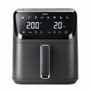 Digital air fryer 4.5L black with touchscreen display showing 200°C, 8 preset icons