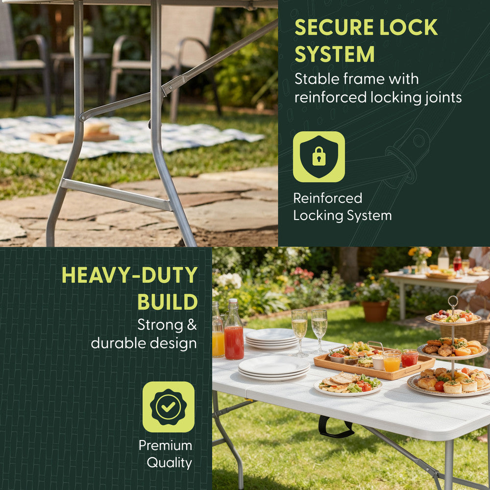 6ft Folding Table - Portable Heavy Duty Outdoor Table – image 11