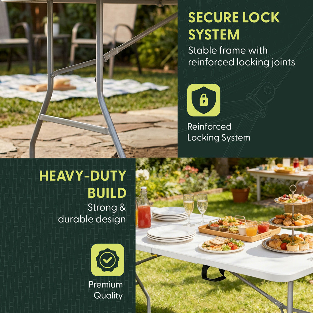 6ft Folding Table - Portable Heavy Duty Outdoor Table – image 3