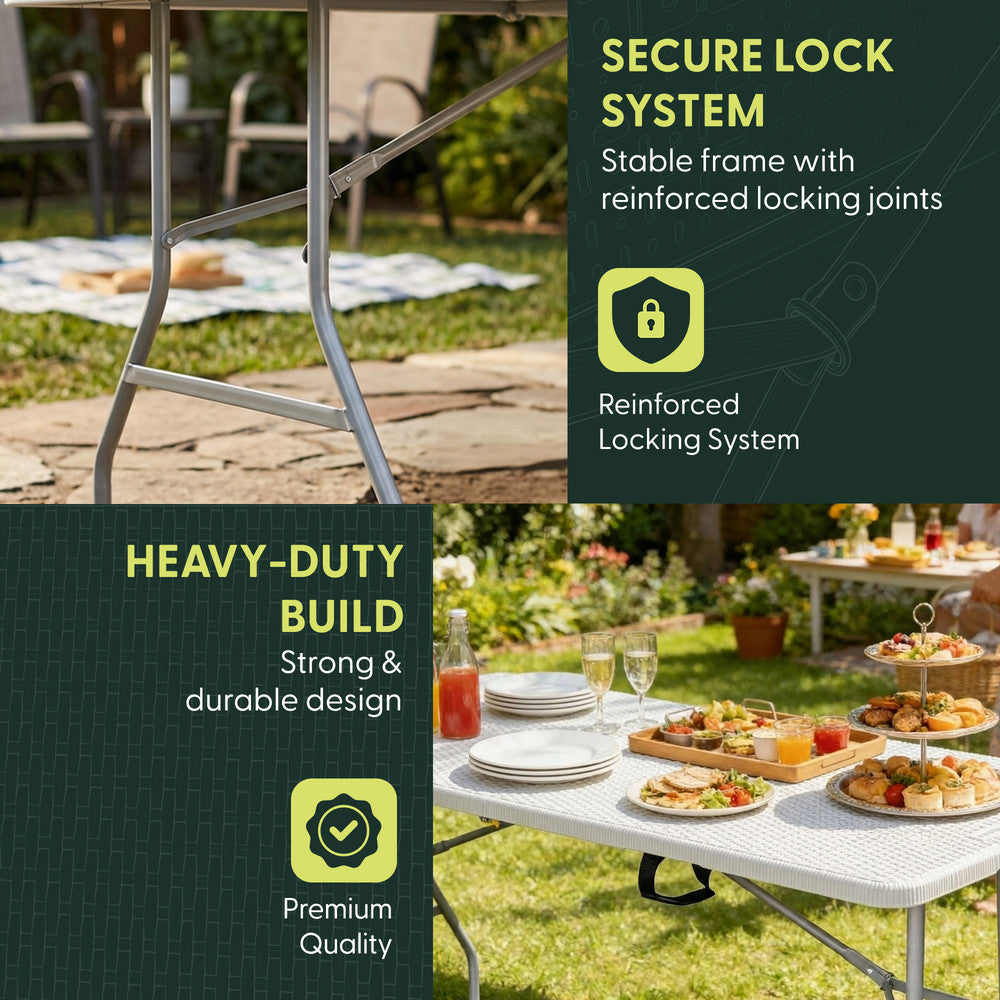 6ft Folding Table - Portable Heavy Duty Outdoor Table – image 18