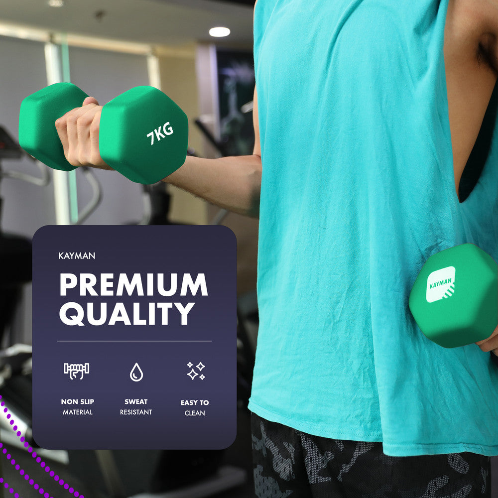 KAYMAN Neoprene Dumbbell Pair with Anti-Slip Grip, Hex Edges, Water-Resistant Surface & Workout Poster Guide - Weight Set for Home, Gym & Fitness Training Equipment (1kg 2kg 3kg 4kg 5kg 6kg 7kg 8kg 9kg 10kg) – image 23