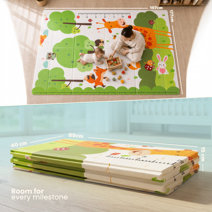 Baby play mat giraffe side – 200x80cm non-toxic foam floor mat for babies and toddlers