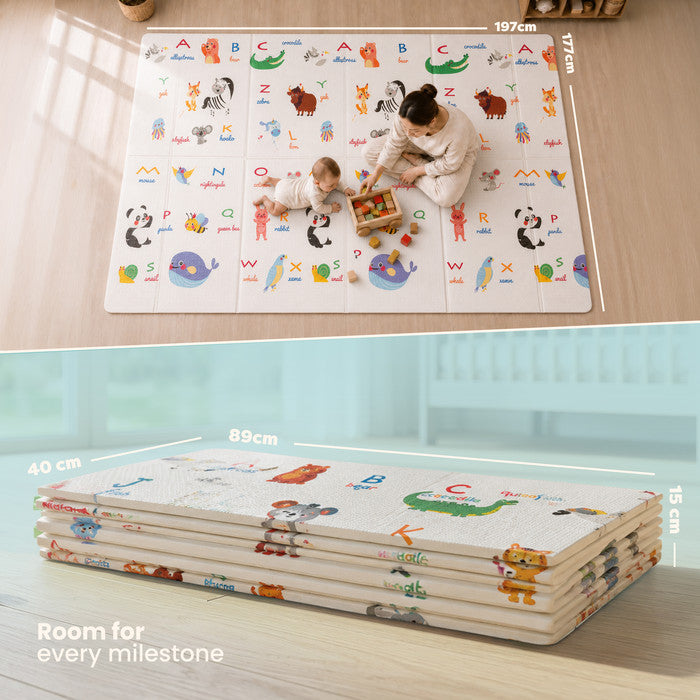 Baby play mat height measurement side – large reversible foam mat for babies and toddlers