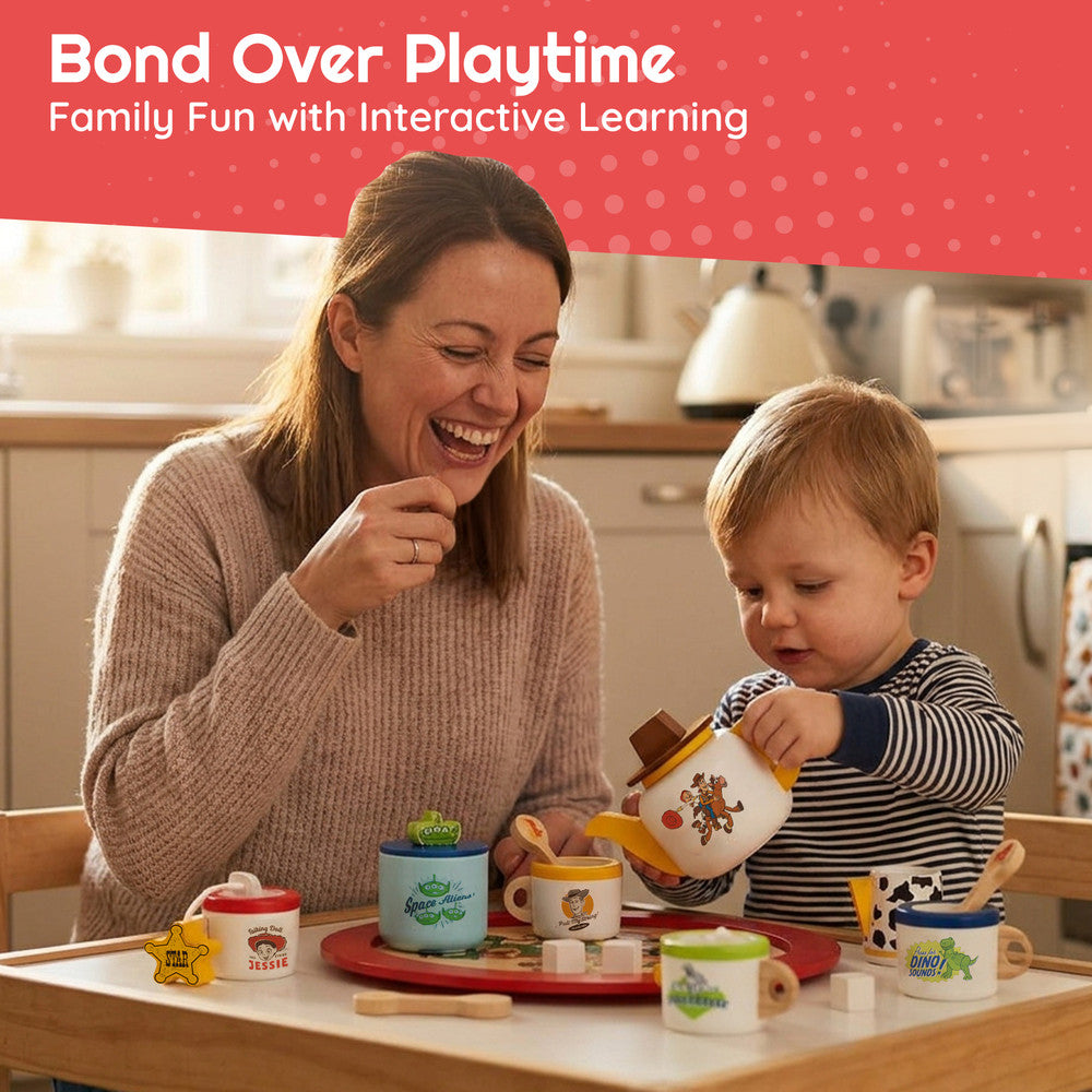 Disney Wooden Tea Set for Kids – 12 Piece Pretend Play Toy