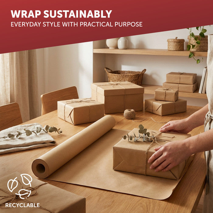 Recycled Kraft Wrapping Paper Roll – Eco-Friendly 80gsm Gift Wrap for All Occasions