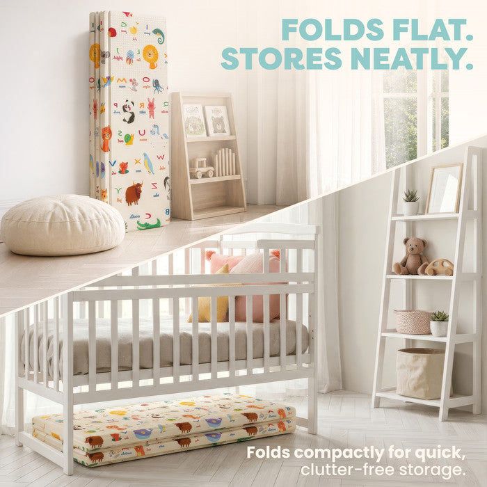 Reversible baby play mat style 2 folded – foldable foam mat for easy storage and travel