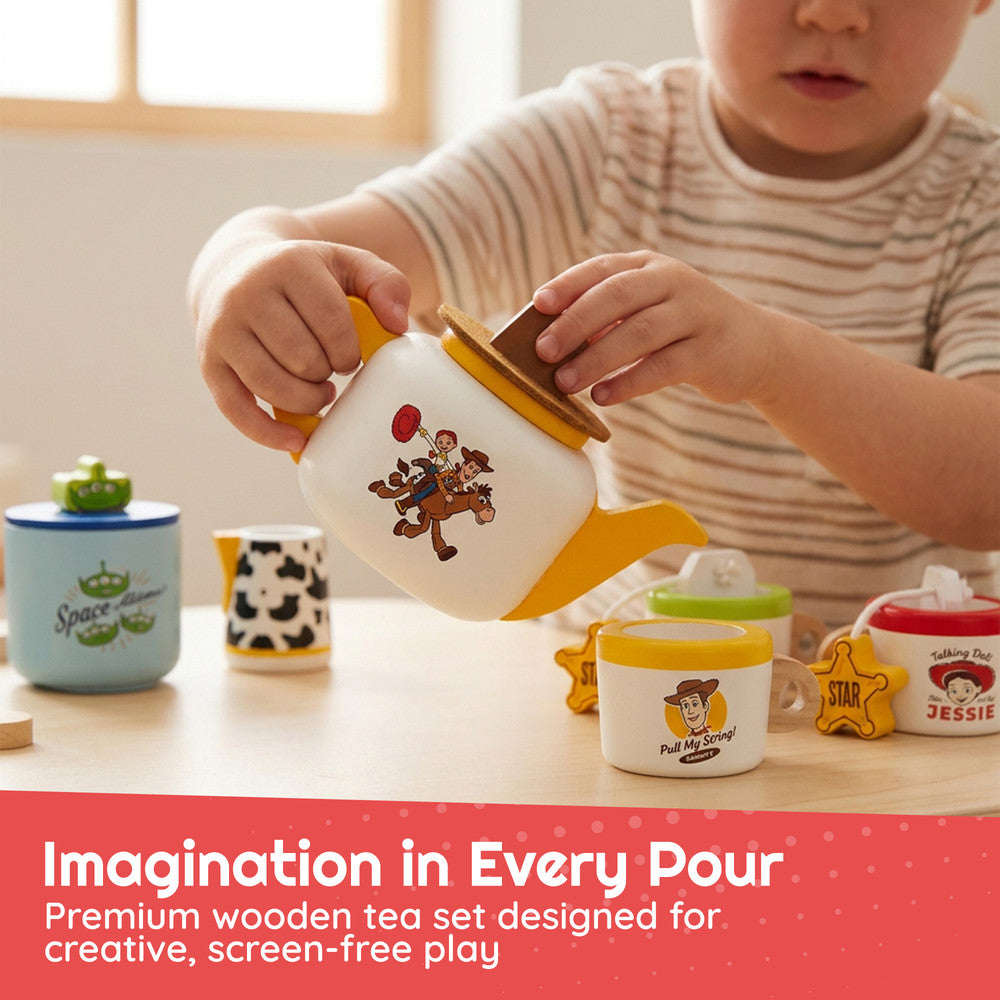 Disney Wooden Tea Set for Kids – 12 Piece Pretend Play Toy