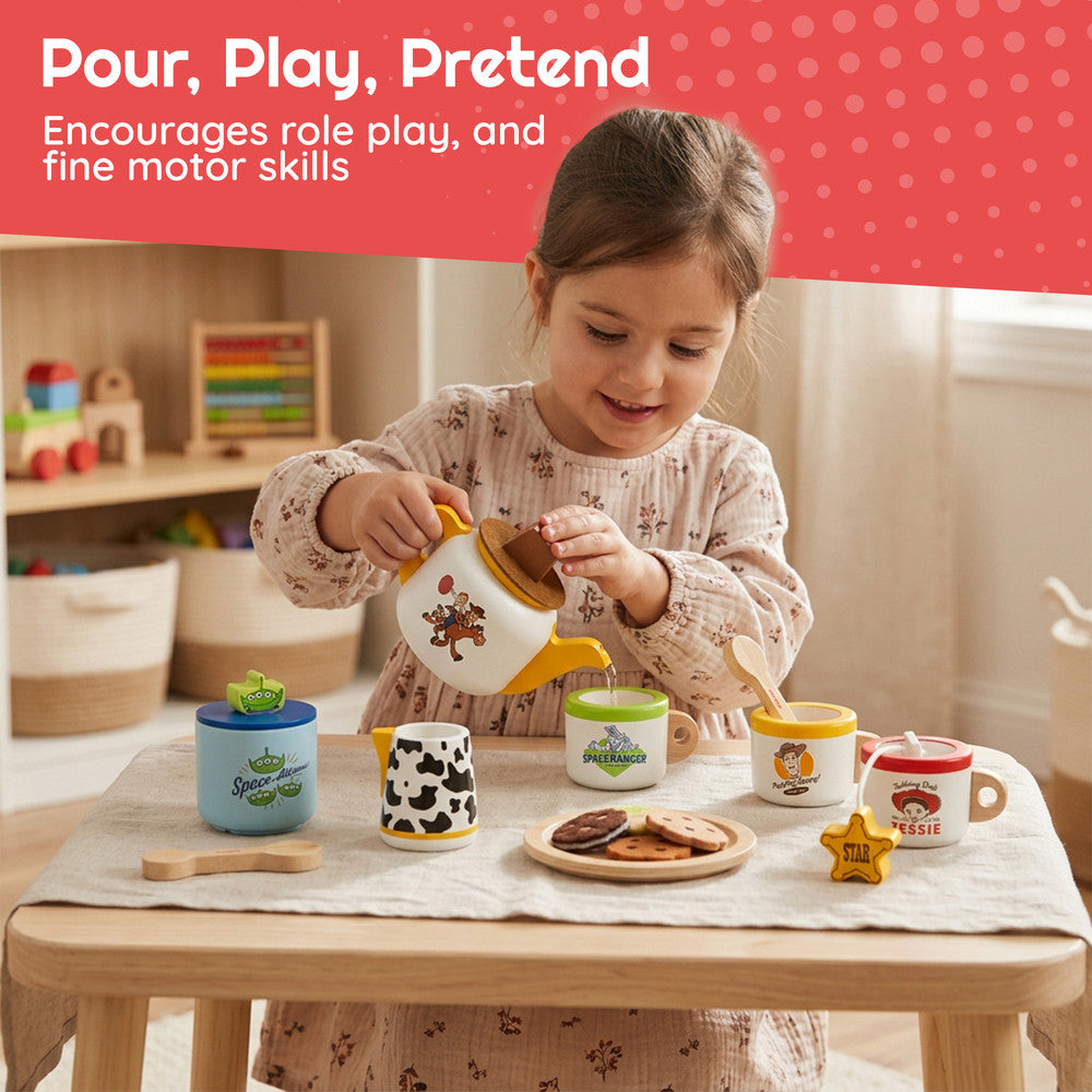 Disney Wooden Tea Set for Kids – 12 Piece Pretend Play Toy