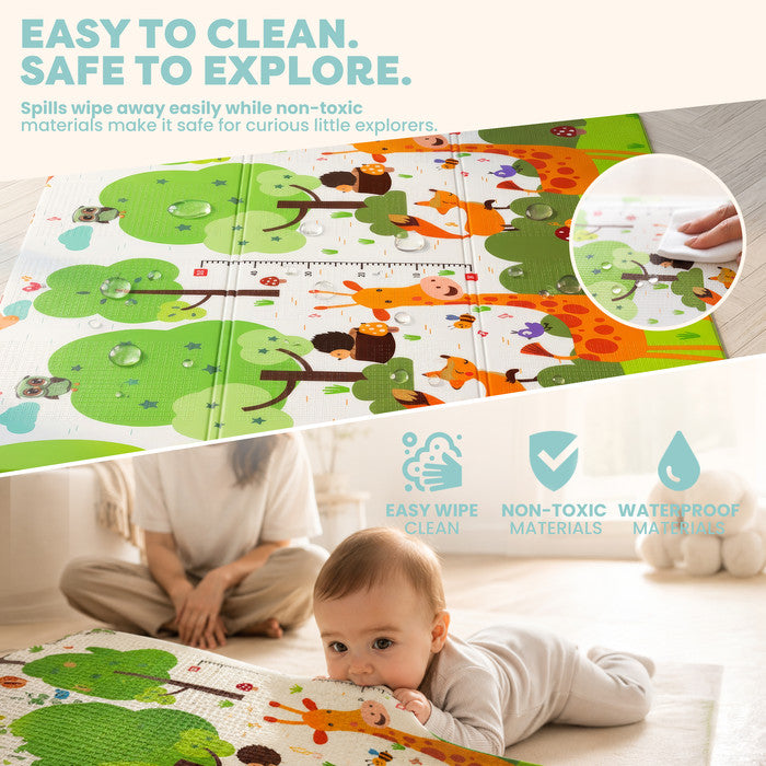 Baby play mat folded for storage – compact foldable foam mat 88.5x30.8cm for easy travel and storage