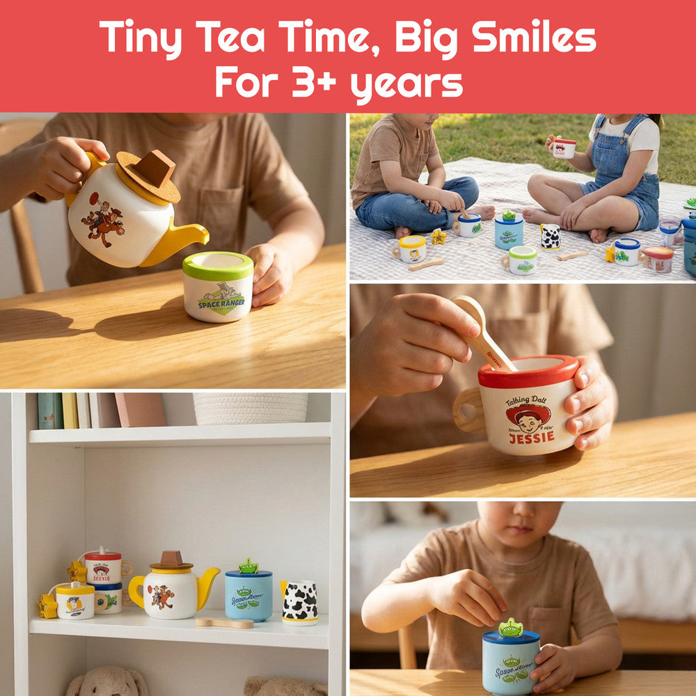 Disney Wooden Tea Set for Kids – 12 Piece Pretend Play Toy