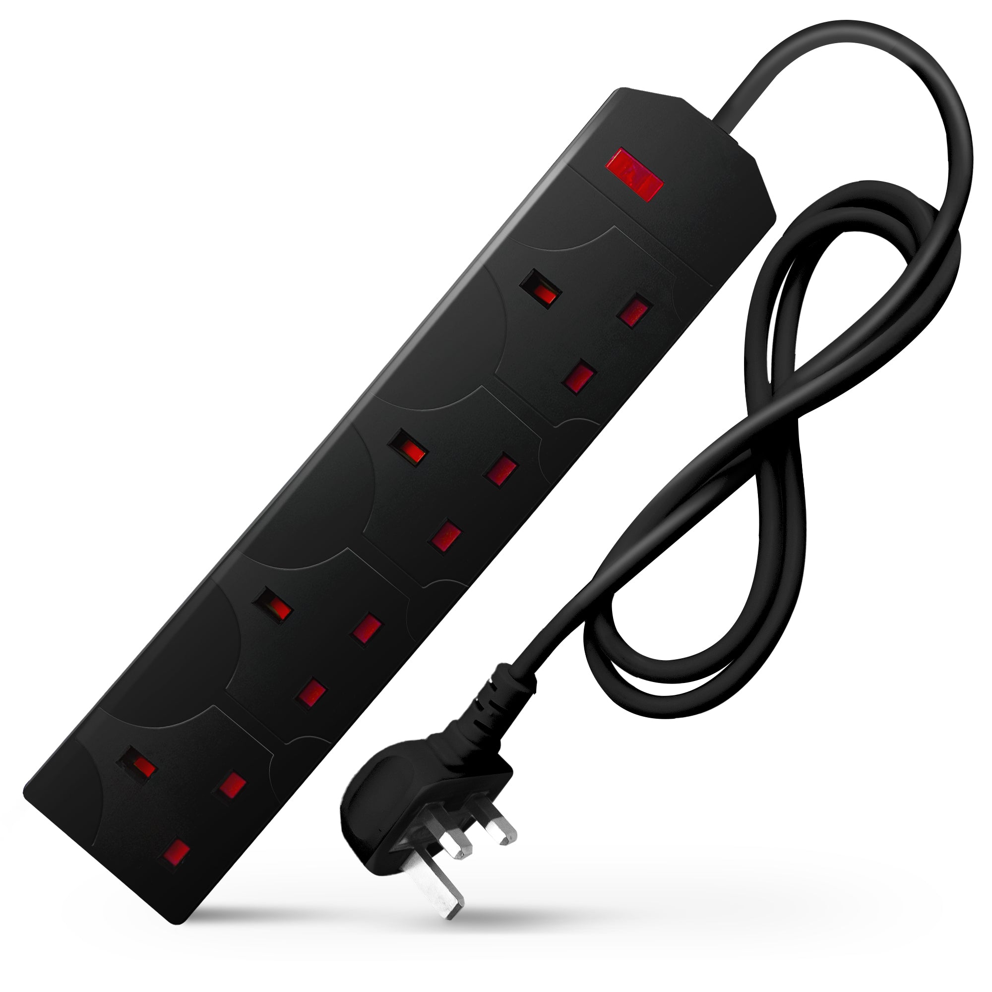 Desiretech Electric Extension Lead - 4 Gang, UK Plug & 3 Pin Socket - Wall Mountable & Multi Socket Mains Strip for Home, Bedroom, Kitchen, & Office (1 Pack)