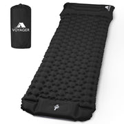 Black inflatable camping sleeping pad single – two pads connected for group outdoor camping