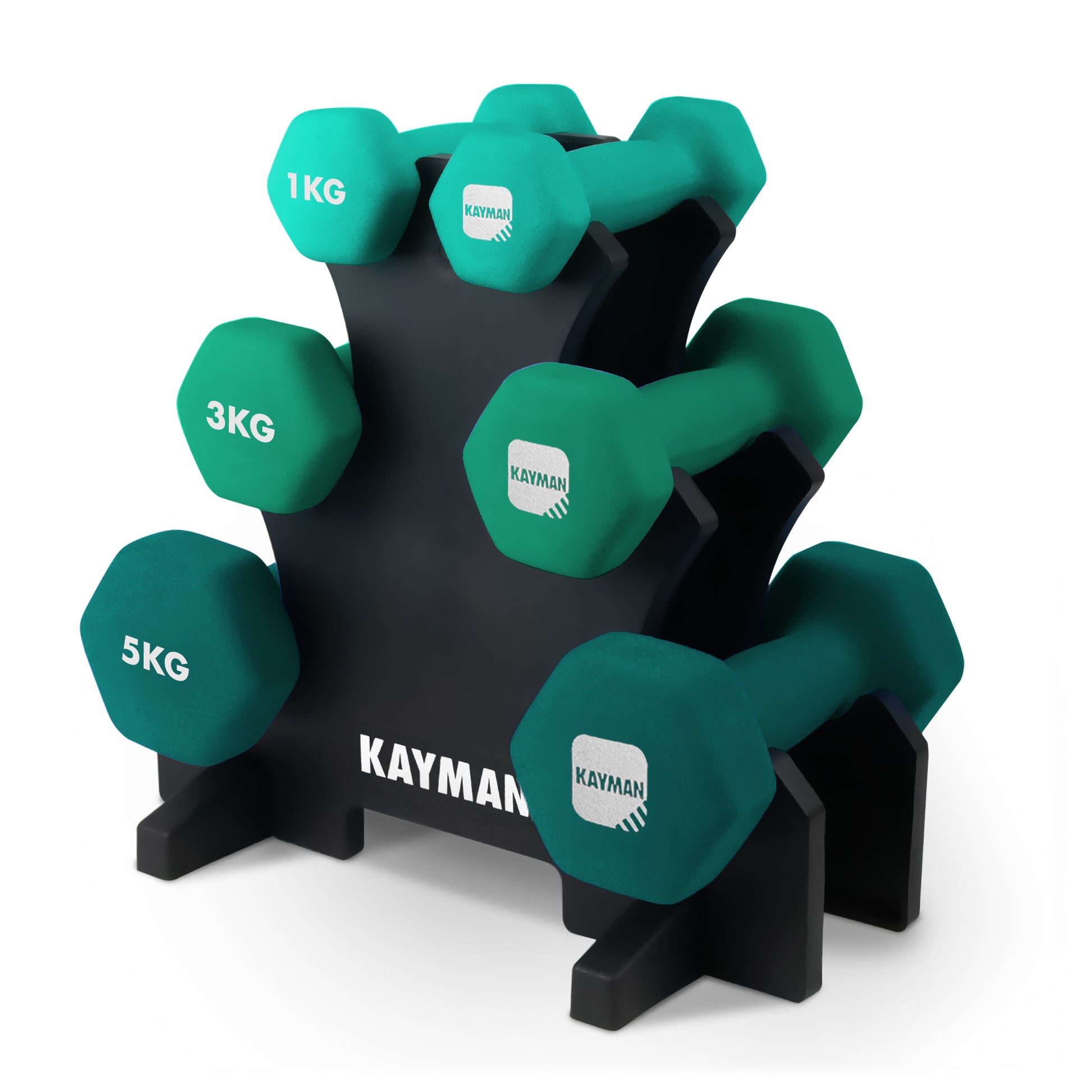 KAYMAN Neoprene Dumbbell Set, Anti-Slip Grip, Hex Edges, Water-Resistant Surface with Workout Poster Guide - Versatile Weight Set (1kg to 10kg) for Home, Gym & Fitness Training – image 4