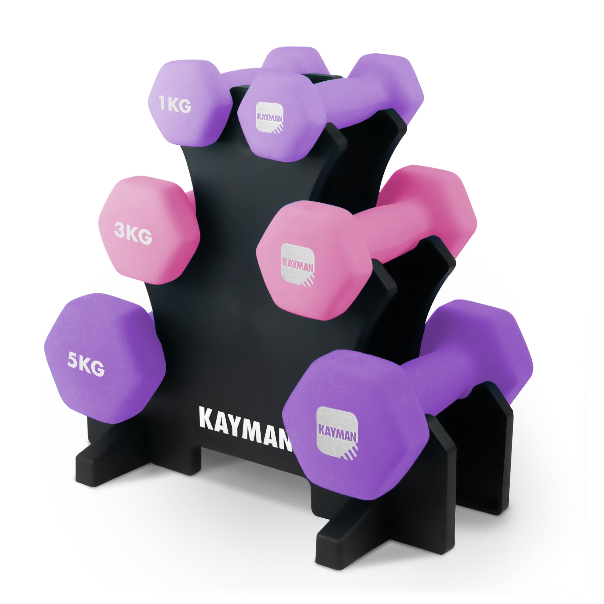 KAYMAN Neoprene Dumbbell Set, Anti-Slip Grip, Hex Edges, Water-Resistant Surface with Workout Poster Guide - Versatile Weight Set (1kg to 10kg) for Home, Gym & Fitness Training – image 3